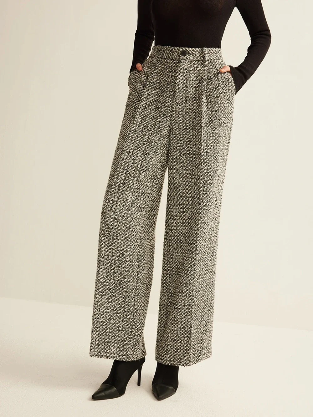Commense wool blend tweed pants medium